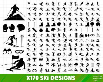 Ski SVG Bundle , Ski PNG Bundle, Ski Clipart, Winter Sport SVG Cut Files For Cricut, Skiing Silhouette, Snowboarding Svg, Ski Boots Svg.