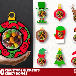 Weihnachten Candy Dome SVG Bundle, Candy Ornamente SVG, Schokoladenhalter svg, Candy Dome SVG, Candy Ornamente SVG, Weihnachtssüßigkeitenhalter.