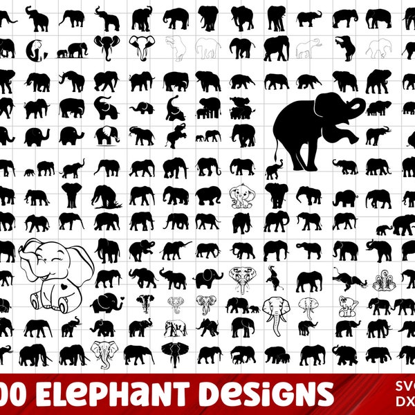 Elefante SVG Bundle, Lindo elefante svg, Elefante Clipart, Elefante SVG Archivos de corte para Cricut, Elefante familia svg, Safari Animal Svg