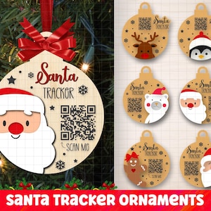 Christmas Santa Tracker SVG, Christmas Ornaments SVG, Santa Tracker QR code ,  Gingerbread Christmas Ornament Svg, Snowman Santa Tracker Svg