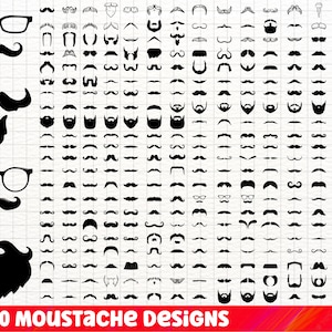 Snor SVG bundel, snor PNG bundel, snor clipart, snor SVG gesneden bestanden voor Cricut, baard SVG, snor silhouet, baard clipart