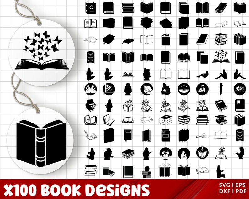 Books SVG Bundle, Books PNG Bundle, Books Clipart, Book SVG Cut Files ...