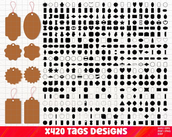 Tags SVG Bundle, Tags PNG Bundle, Tags Clipart, Tags SVG Cut Files For Cricut, Banner Svg, Shapes Svg, Gift tag svg, Borders and frames svg