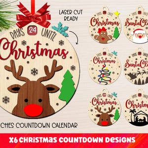 Christmas Countdown SVG, Christmas Ornaments SVG, Laser Cut Files, Days Until Christmas Svg, Countdown To Christmas Svg, Glowforge Files
