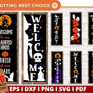 Halloween Porch Sign Svg Bundle, Welcome Sign Svg, Fall porch sign svg, Door Sign Svg, Spooky Season png, Cut Files for Cricut, Silhouette.