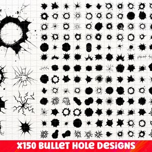 Bullet Hole SVG Bundle, Bullet Hole PNG Bundle, Bullet Hole Clipart, Bullet Hole SVG Cut Files For Cricut, Bullet Hole Silhouette.