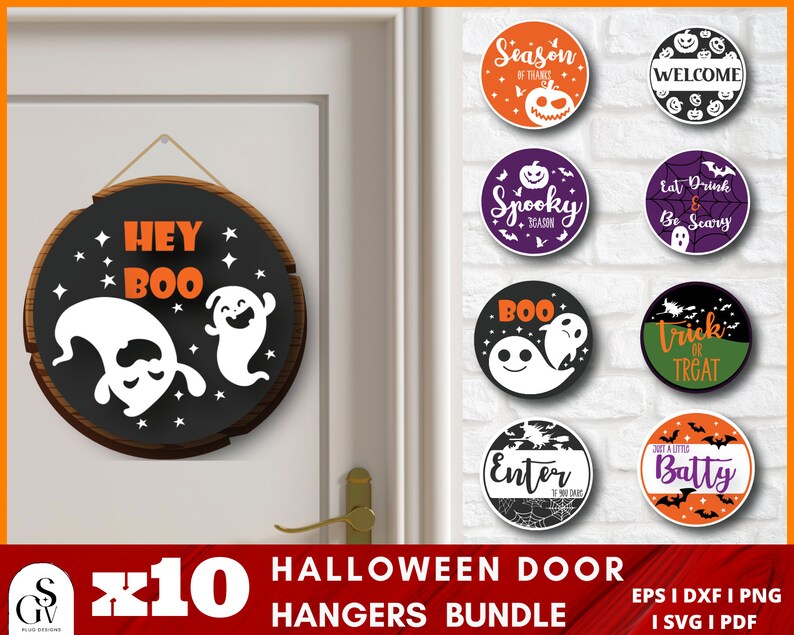 Halloween Door Sign SVG Door Hanger SVG Halloween Svg Round Etsy Israel