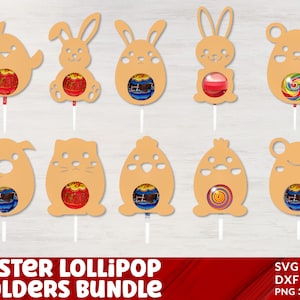 Easter Lollipop Holder SVG, Easter Lollipop Holder Cut File, Candy Holder Svg, Rabbit Egg Holder,Animals Candy Holder Svg, Kids Crafts File.