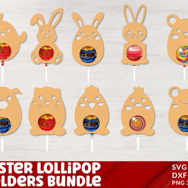 Porte-sucettes de Pâques SVG, Fichier coupé de support de sucette de Pâques, Porte-bonbons Svg, Porte-œufs de lapin, Porte-bonbons pour animaux SVG, Fichier d’artisanat pour enfants.