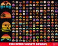 Retro Sunset SVG Bundle, Vintage Palm Tree Sunset,Vintage Retro Sunset PNG, Retro Circle SVG,Distressed Sunset, Retro Sunset T-Shirt Designs