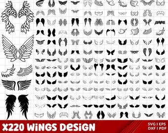 Angel Wings Svg Bundle, Angel Wings Clip Art, Wings Cut File For Silhouette, Angel Wings Bundle, Wings Svg Png Dxf,memorial svg ,rip svg