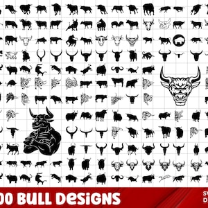 Bull SVG Bundle, Bull PNG Bundle, Bull Clipart, Bull SVG Cut Files for Cricut, Bull Silhouette, Bull Head Svg, Farm Animal Svg, Texas svg