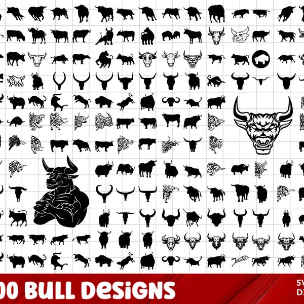 Bull SVG Bundle, Bull PNG Bundle, Bull Clipart, Bull SVG Cut Files for Cricut, Bull Silhouette, Bull Head Svg, Farm Animal Svg, Texas svg