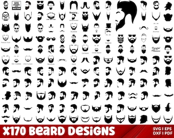 Paquete SVG de barba, paquete PNG de barba, imágenes prediseñadas de barba, archivos de corte SVG de barba para Cricut, silueta de barba, cara de barba Svg, barba larga Svg