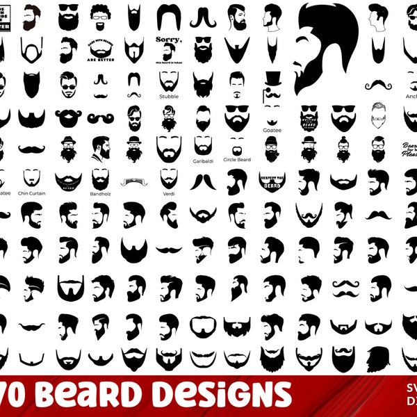 Beard SVG Bundle, Beard PNG Bundle, Beard Clipart, Beard SVG Cut Files for Cricut, Beard Silhouette, Beard Face Svg, Long beard Svg