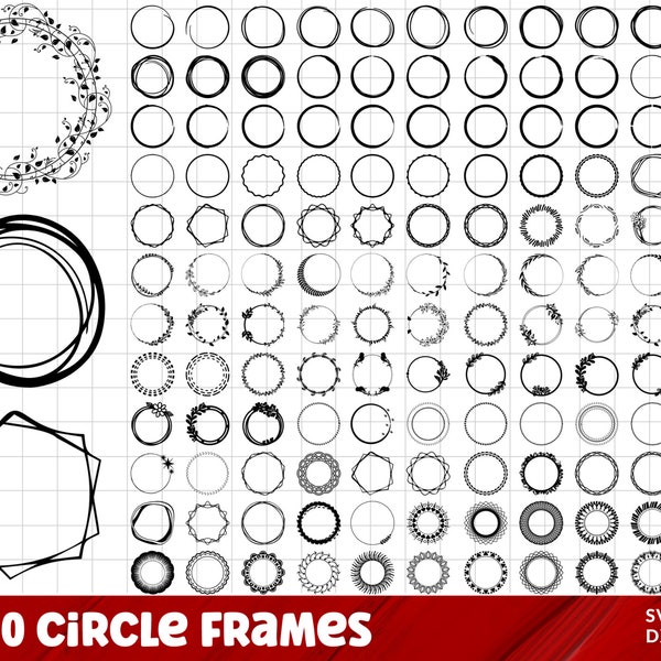 cirkel frame svg-bestand cake topper svg, krans frame svg, svg-bestanden voor cricut en silhouet, cirkel monogram frame, bruiloft frame svg, png