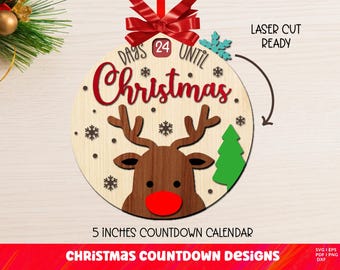 Christmas Countdown SVG, Christmas Ornaments SVG, Laser Cut Files, Days Until Christmas Svg, Countdown To Christmas Svg, Glowforge Files
