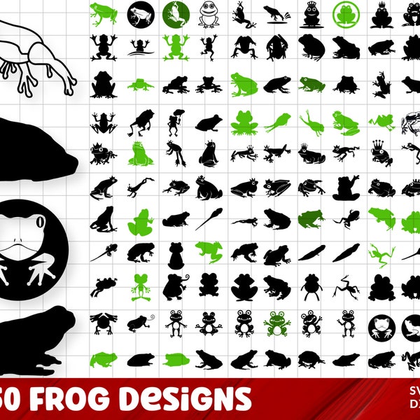 Frog SVG Bundle, Frog PNG Bundle, Frog Clipart, Frog SVG Cut Files for Cricut, Frog Silhouette, Frog Monogram, Toad Svg, Frog Face Svg