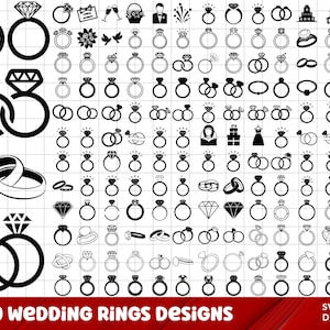 Wedding Ring SVG Bundle, Wedding Ring Clipart, Wedding Ring SVG Cut Files for Cricut, Diamond Ring Svg, Engagement Ring Svg, Ring Png