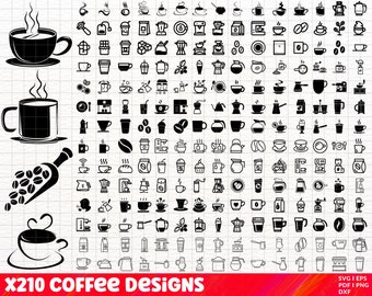 Koffie SVG bundel, koffie PNG bundel, koffie clipart, koffie SVG gesneden bestanden voor Cricut, koffie met stoom SVG, theekop SVG, koffiebonen SVG.