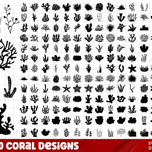Coral SVG Bundle, Coral SVG Bundle, Coral Clipart, Coral SVG Cut Files for Cricut, Coral Silhouette, Seaweed svg, Seaweed png, Sea Plant svg