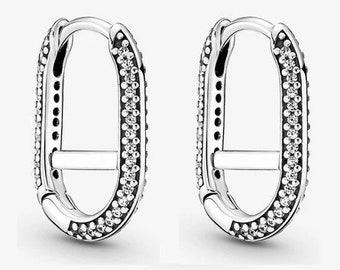 Sparkling Sterling Silver  Hoop Link Earrings