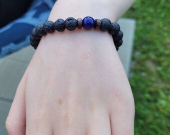 Volcanic Stone Bracelet, Natural Black Lava Rock. Healing Bracelet.