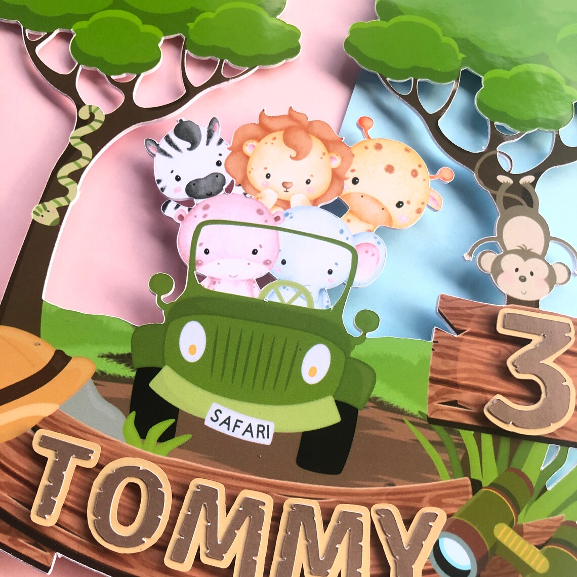 Safari Cake Topper. Birthday Cake Topper Animal Boy Girl Etsy