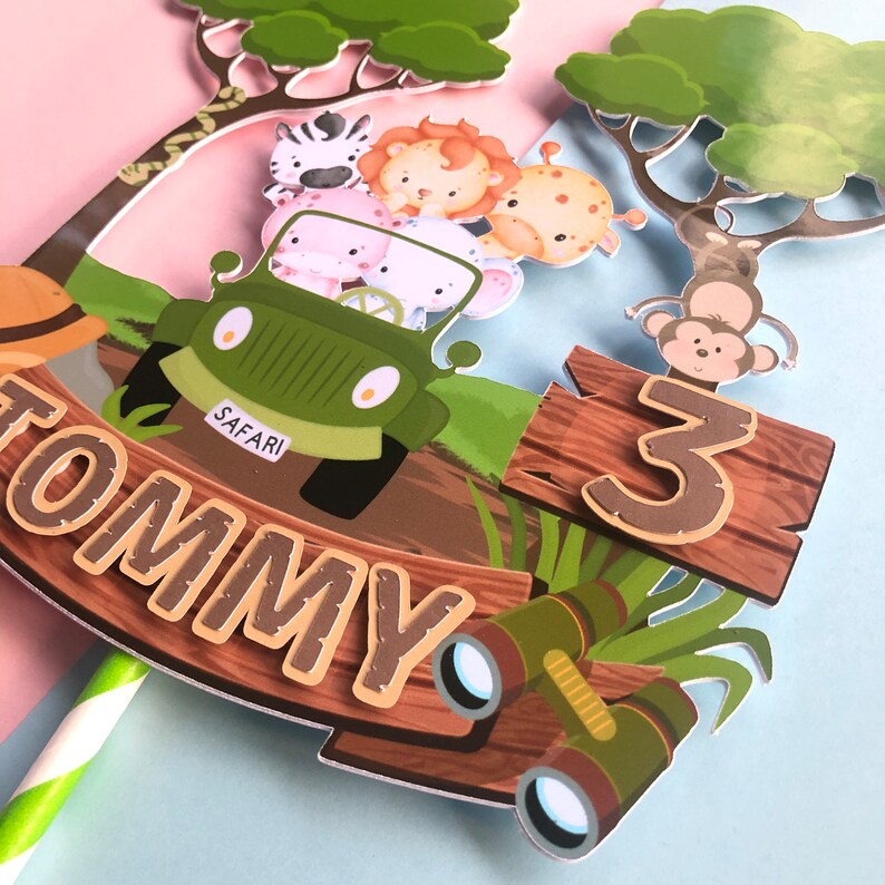 Safari Cake Topper. Birthday Cake Topper Animal Boy Girl Etsy