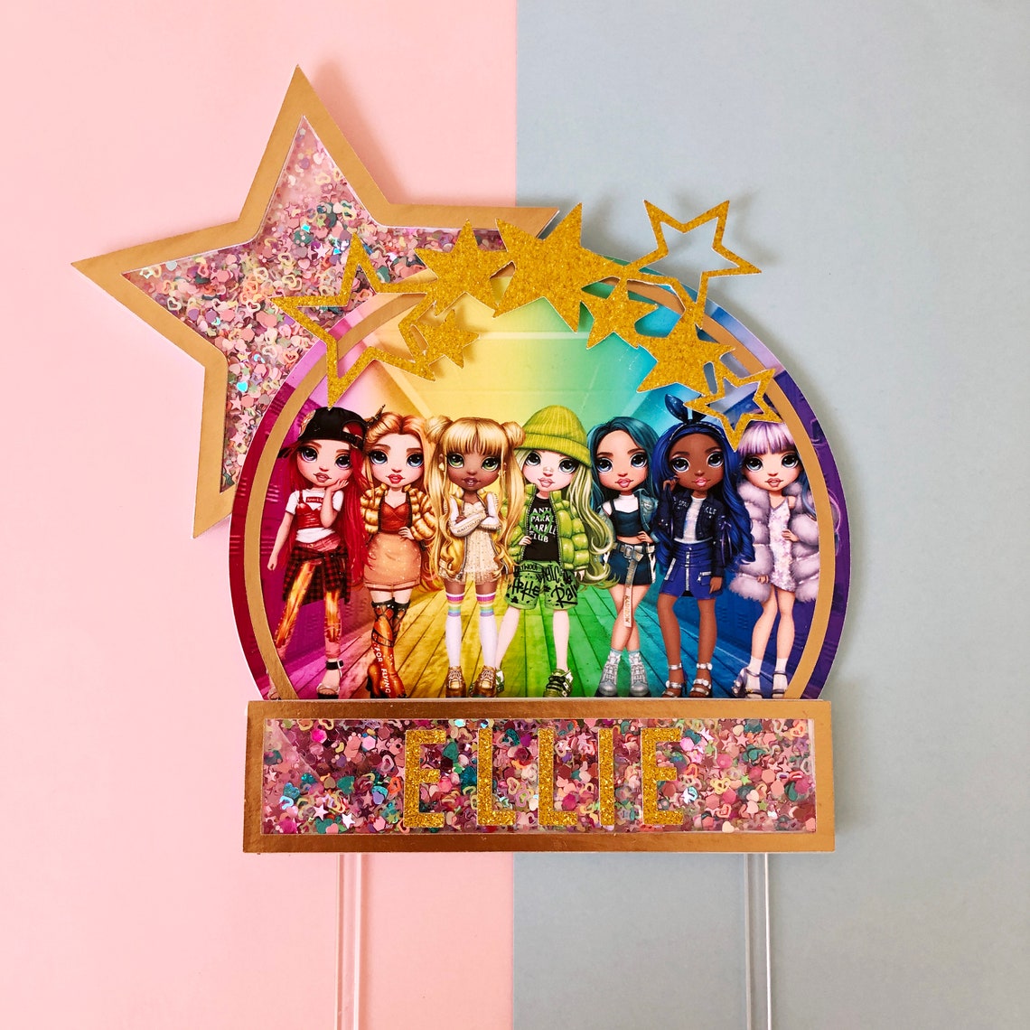 rainbow-high-cake-topper-3d-shaker-cake-topper-fashion-etsy