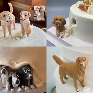 Personalized custom dog wedding cake topper , pet CakeTopperPets Birthdaycat caketopper , Anniversary petdog FigurinesDogs birthday image 9