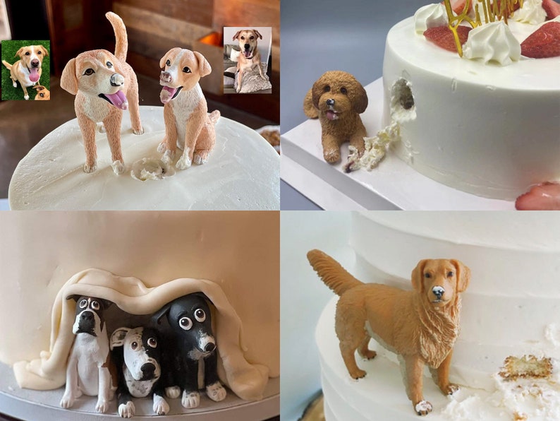 Personalized custom dog wedding cake topper , pet CakeTopperPets Birthdaycat caketopper , Anniversary petdog FigurinesDogs birthday image 9