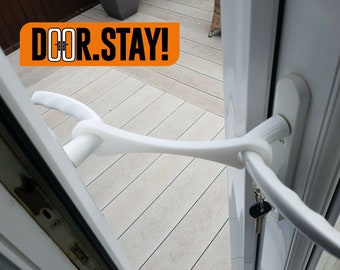 DOOR.STAY!  French Door Stay / Patio Door Stay | Short or Long | White Black Grey | Hook & Loop Version