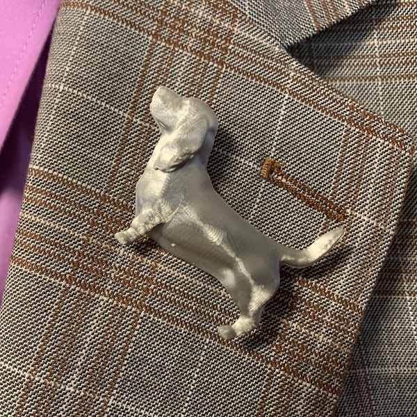 Basset Hound Brooch / Lapel / Stick Pin in your choice of over 140 colors