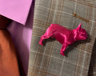 French Bulldog (Stack Pose) Brooch / Lapel Pin / Stick Pin in your choice of over 140 colors