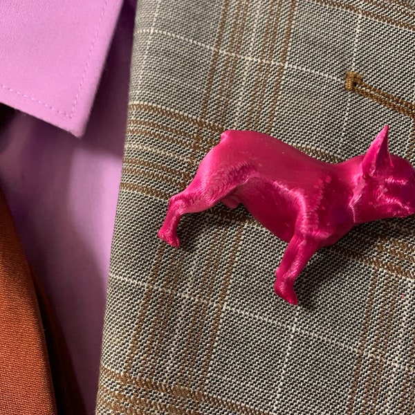 French Bulldog (Stack Pose) Brooch / Lapel Pin / Stick Pin in your choice of over 140 colors