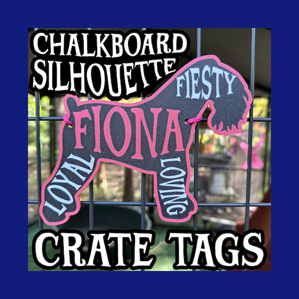 Chalkboard Silhouette Pet Crate Tag, BOHO, Vintage, Farmhouse, Hipster Dog Kennel Sign