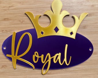 Personalized Crown Dog Crate Tag | "Modern Crown" Custom Name Plate for Royal Pets