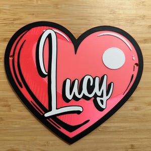 Cartoon Heart Personalized Pet Crate Tag, Comics, Cartoon, RuffLand Crate Tag, Bedroom Door Name Sign