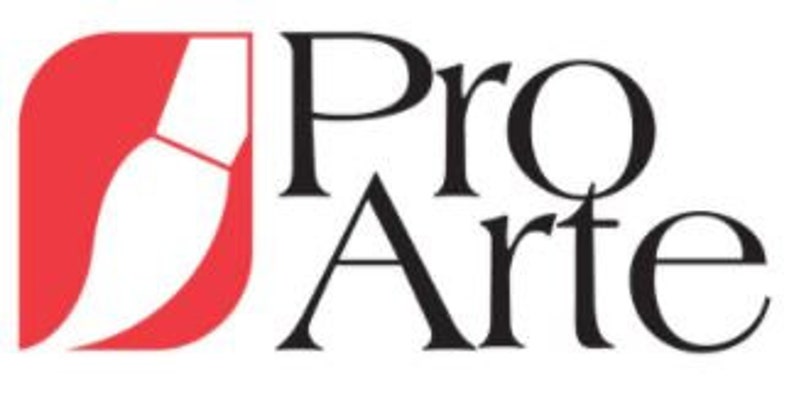 May include: A red and white logo with the text "Pro Arte" in black.