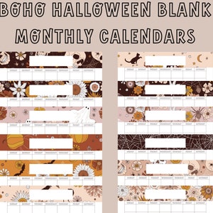 Halloween-Themed 12-Month Calendar - Spooky & Fun Digital Download - 2024 Planner with Seasonal Flair