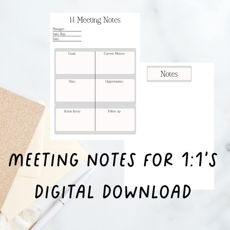 General Manager Note Card Sales Rep Manager Notes - Digital Download for Organized Meetings - Etsy