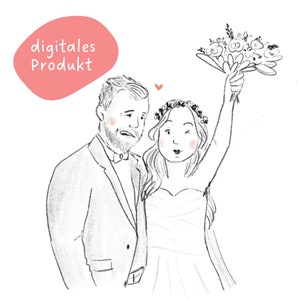 Noir et blanc I Numérique I Portrait personnalisé I Illustration individuelle I Cadeau I Anniversaire I Mariage I Couple I Petite amie