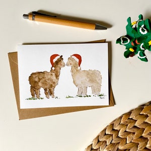 Weihnachtskarte Alpaka - Klappkarte - Grußkarte - Weihnachten