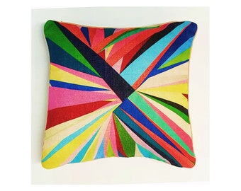 Diva Home Luxurious and Unique, Hand-Stitched, Feather/Down Designer Pillow - Colorburst Geometry.