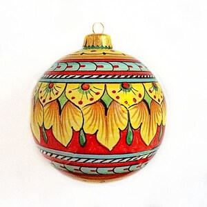 Colorful Geometric Pattern Round Ceramic Christmas Ornament - Made in Italy
