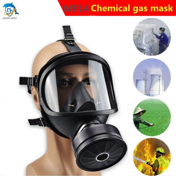 Masque à gaz de type MF14, masque facial complet, respirateur chimique en caoutchouc naturel avec filtre