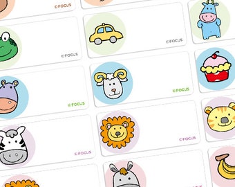 Lovely Zoo Waterproof Name Sticker Label, Daycare Label, School Supply Sticker, Personalize Gift Label, Child Label Kids Bottle