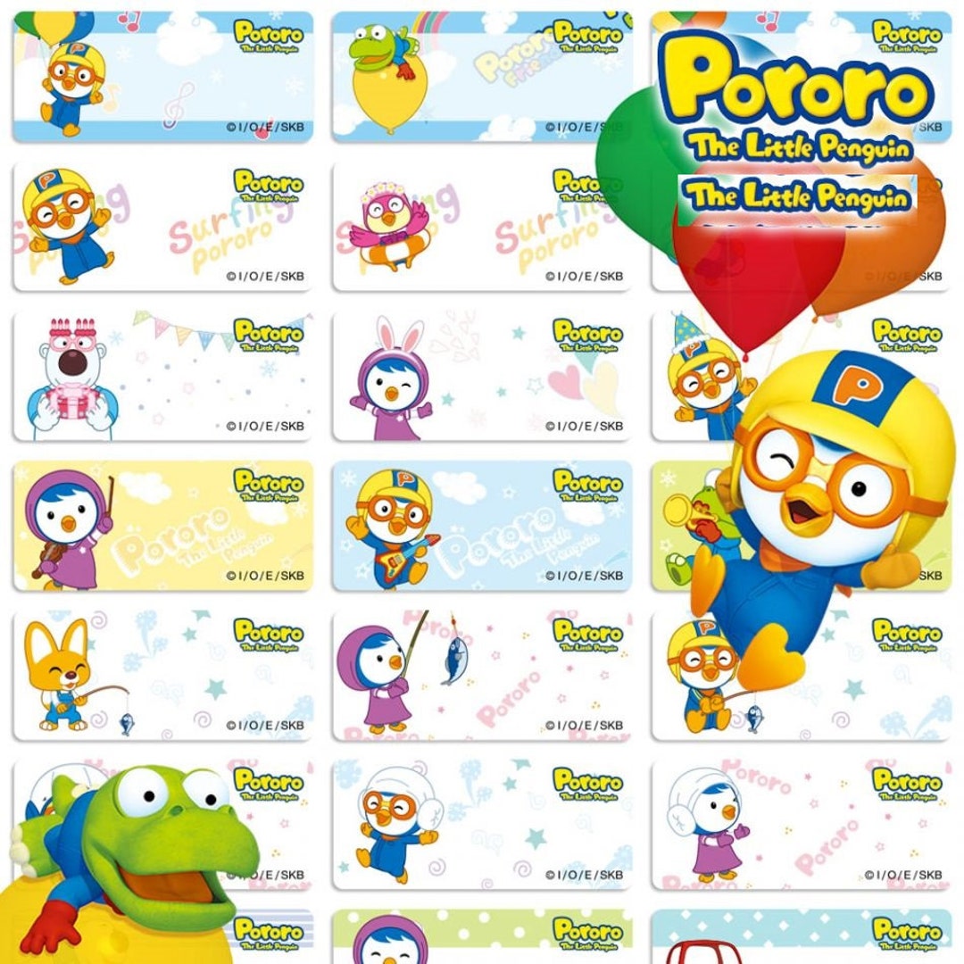 Pororo the Little Penguin Waterproof Name Sticker Label Daycare