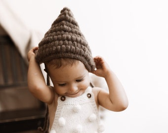 Handmade Bubble Crochet Baby Bonnet, Alpaca Merino Wool